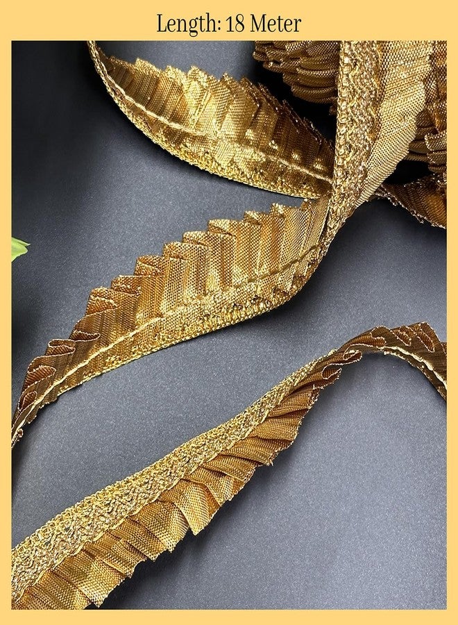 EmbroideryMaterial Shining Zari Sewing/Embroidery Lace for Saree Border, Blouse, Dupatta Border, Lehenga, Kurti etc (18 Meters, Gold, 24mm Wide) - Image 4